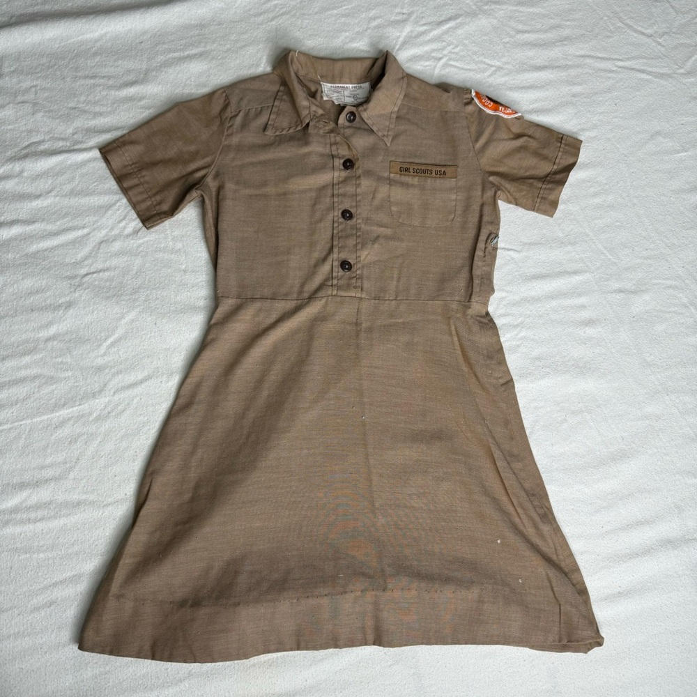 Girl‎ Scout Set Of 2 Uniform Dresses Green & Brown Size 10 8 Permanent Press Tag - Picture 3 of 17